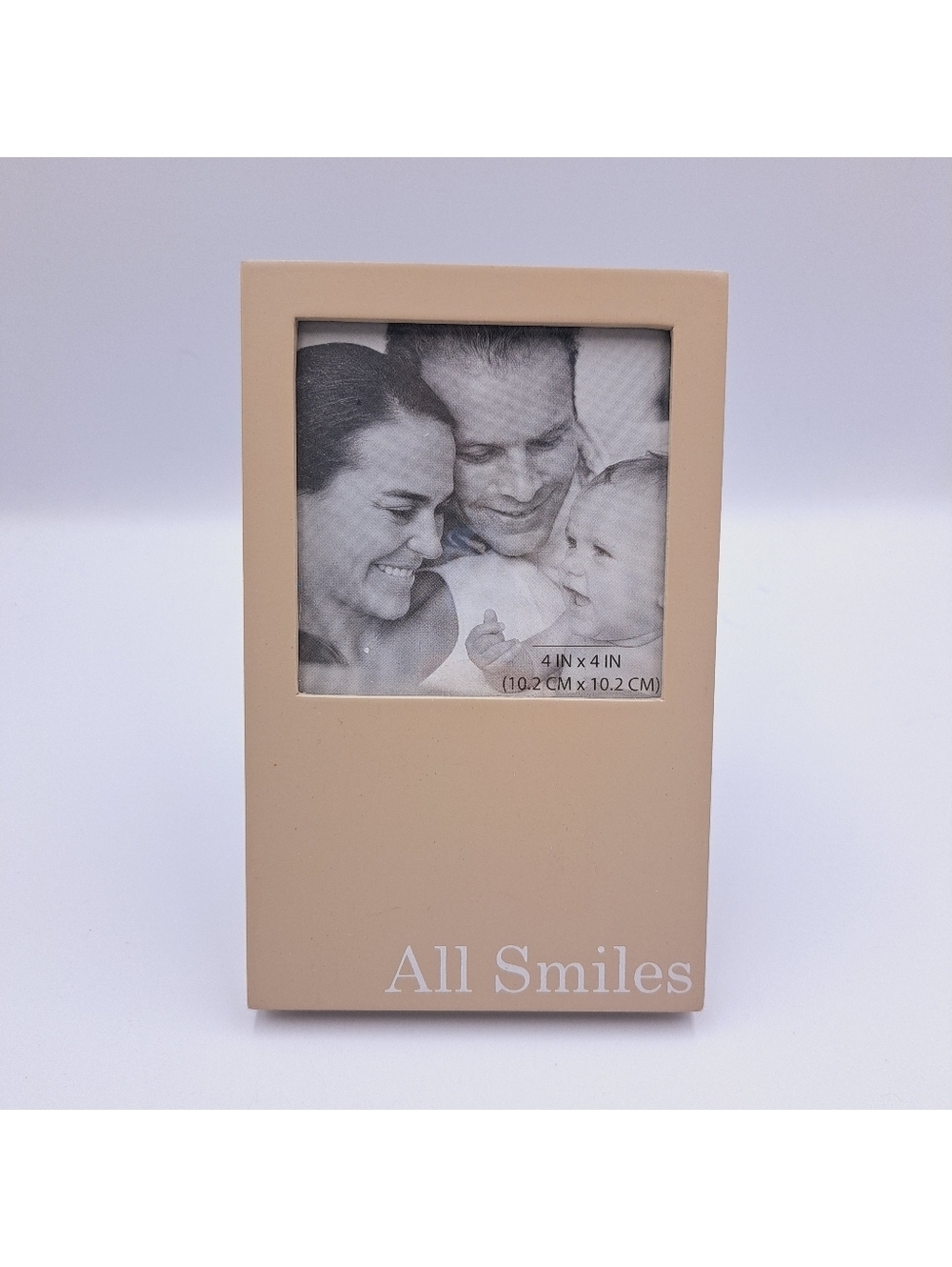 Neutral All Smiles Photo Frame 4x4 Image Baby Shower Family Bridal Friends